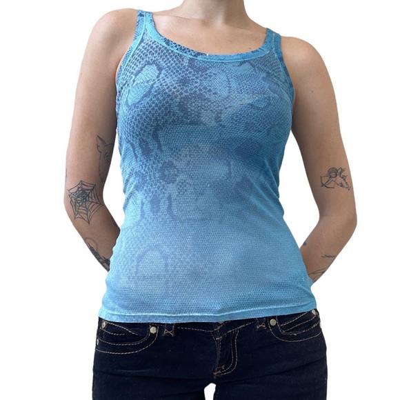 Vintage Cusco Barcelona blue snake print tank top - Picture 1 of 2